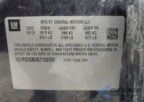 2016 Chevrolet Cruze Limited Ltz Auto from USA, damaged, VIN 1G1PG5SB9G7102395